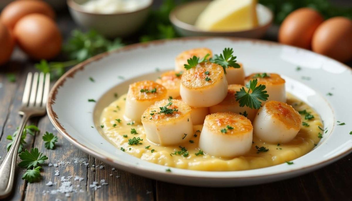 La délicatesse des Saint-Jacques à la normande