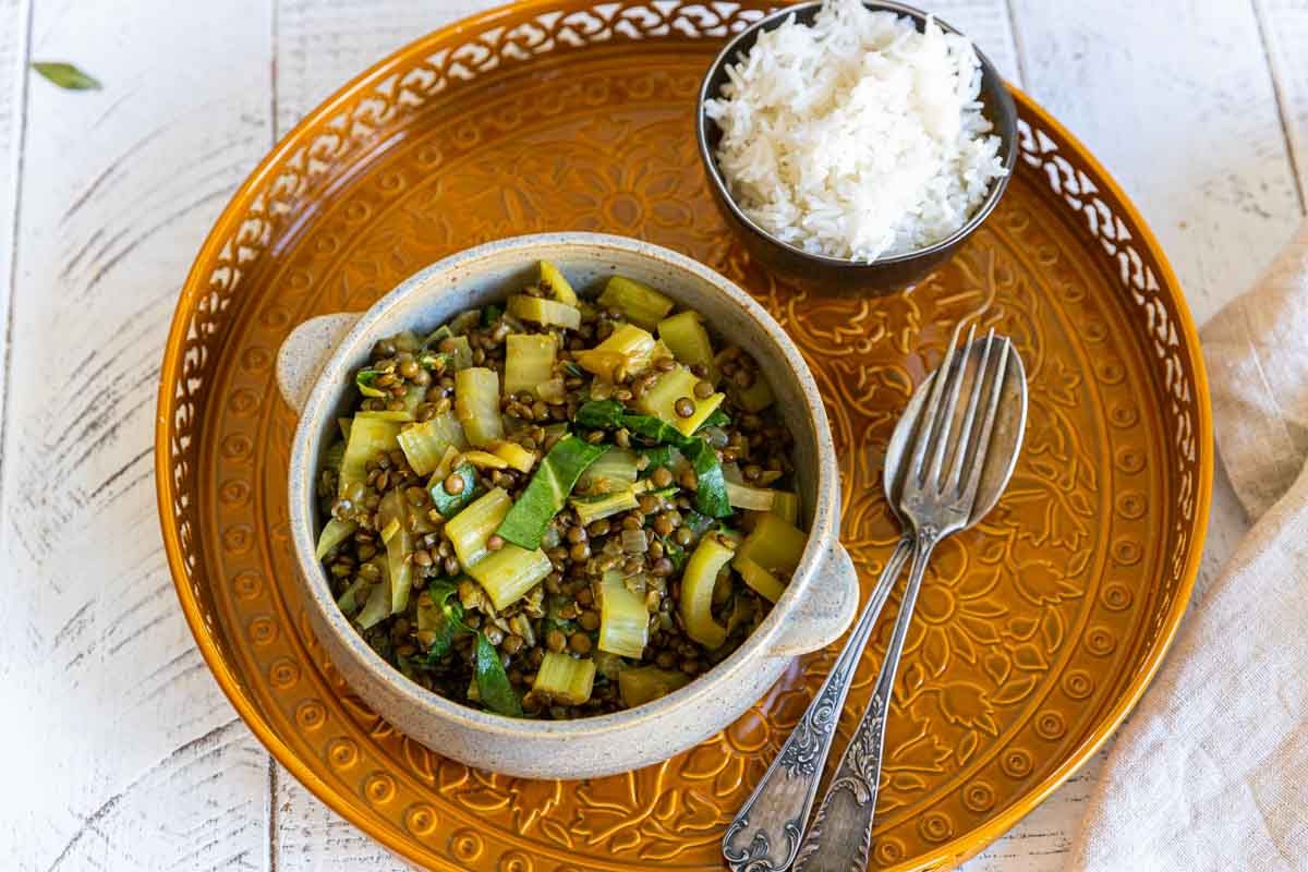 Dahl de lentilles vertes au fenouil et blettes