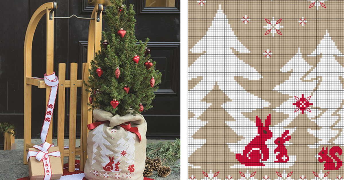 Un sac à sapin original entièrement brodé au point de croix