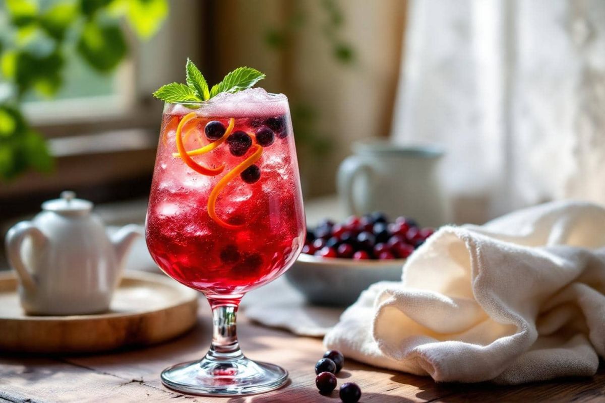 Un jour, un cocktail : Spritz cassis-groseille et zeste de citron