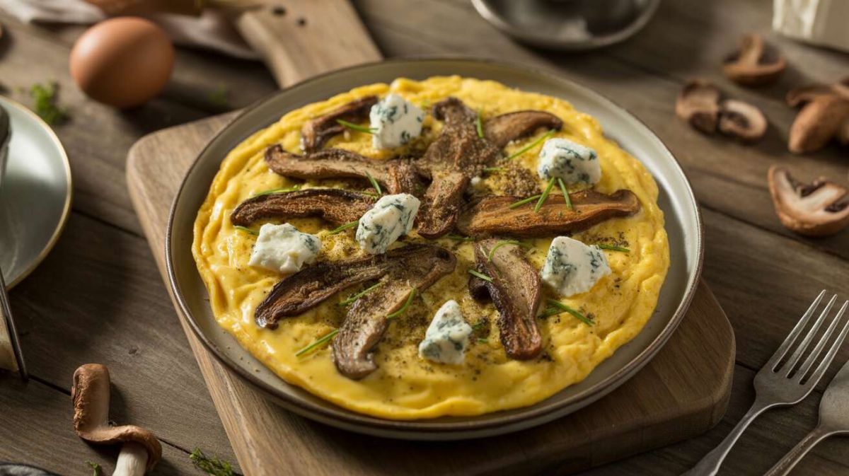 Omelette gourmet aux champignons des bois et fromage bleu : une recette irrésistible