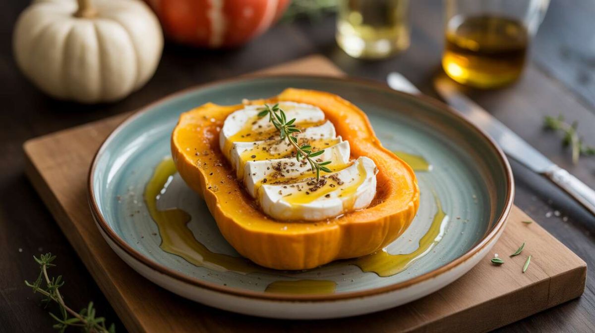 Le délice du potimarron rôti au chèvre pour un repas d'automne