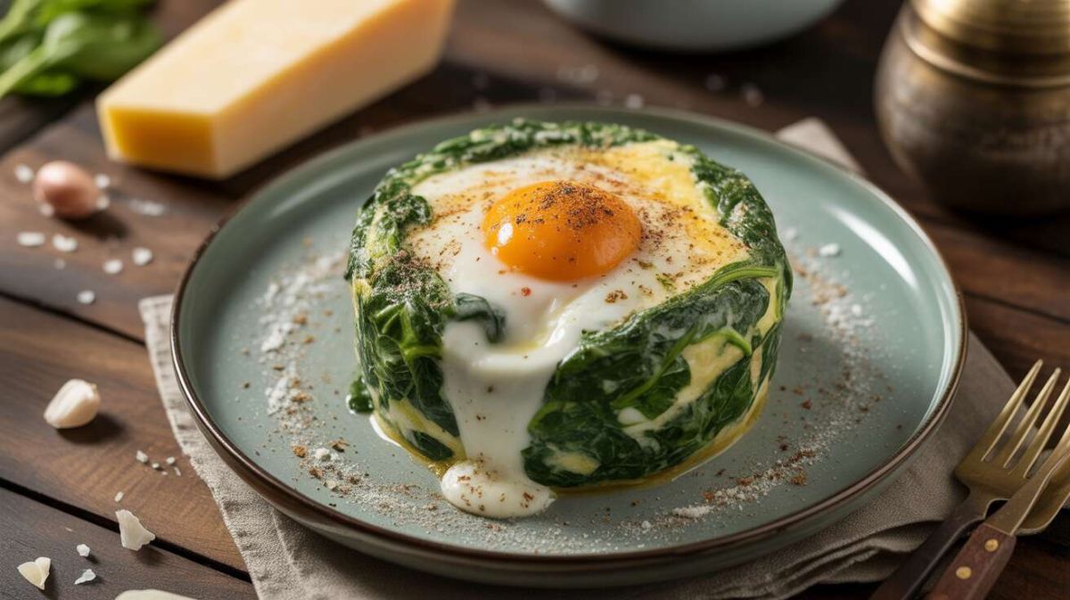 La recette légère des oeufs cocotte au parmesan et épinards pour un bronzage éclatant