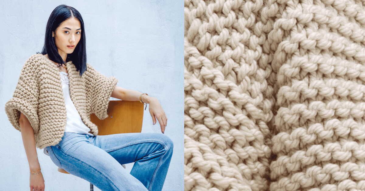 La renaissance de la veste beige au point mousse