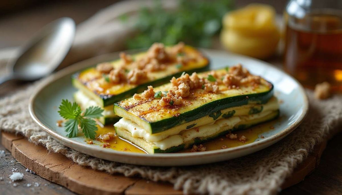 Mille-feuille de courgette grillée au fromage bleu : l'entrée qui éveille les papilles